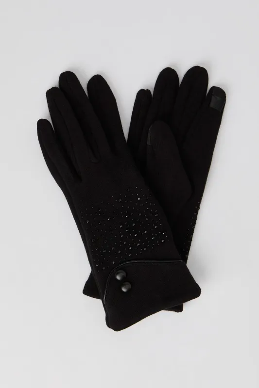 Rhinestone Touch Screen Gloves sold by Urban Planet