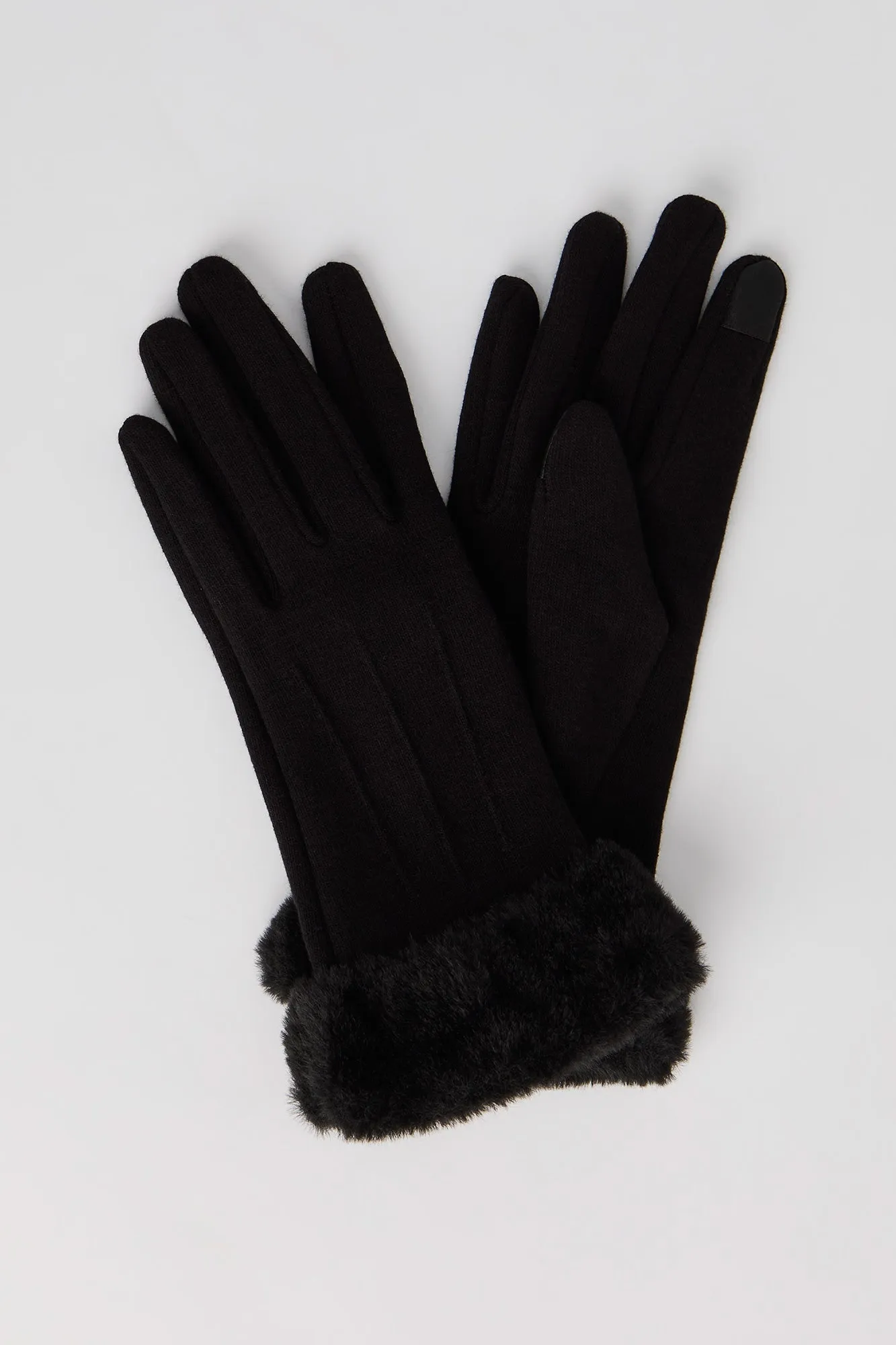 Faux Fur Trim Touch Screen Gloves sold by Urban Planet product image thumbnail 2