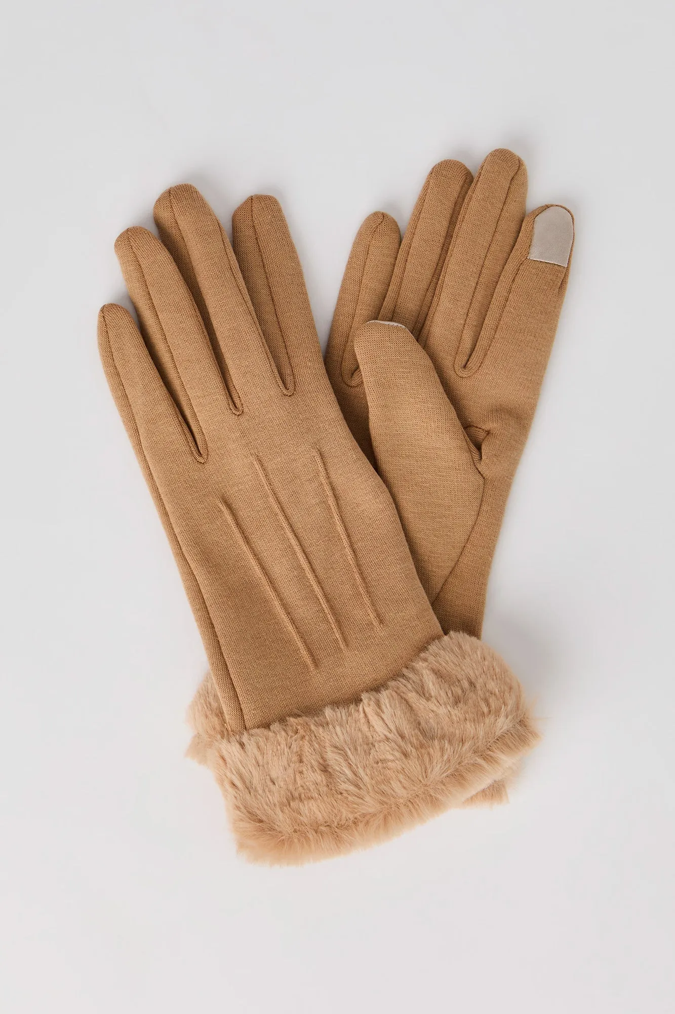 Faux Fur Trim Touch Screen Gloves sold by Urban Planet