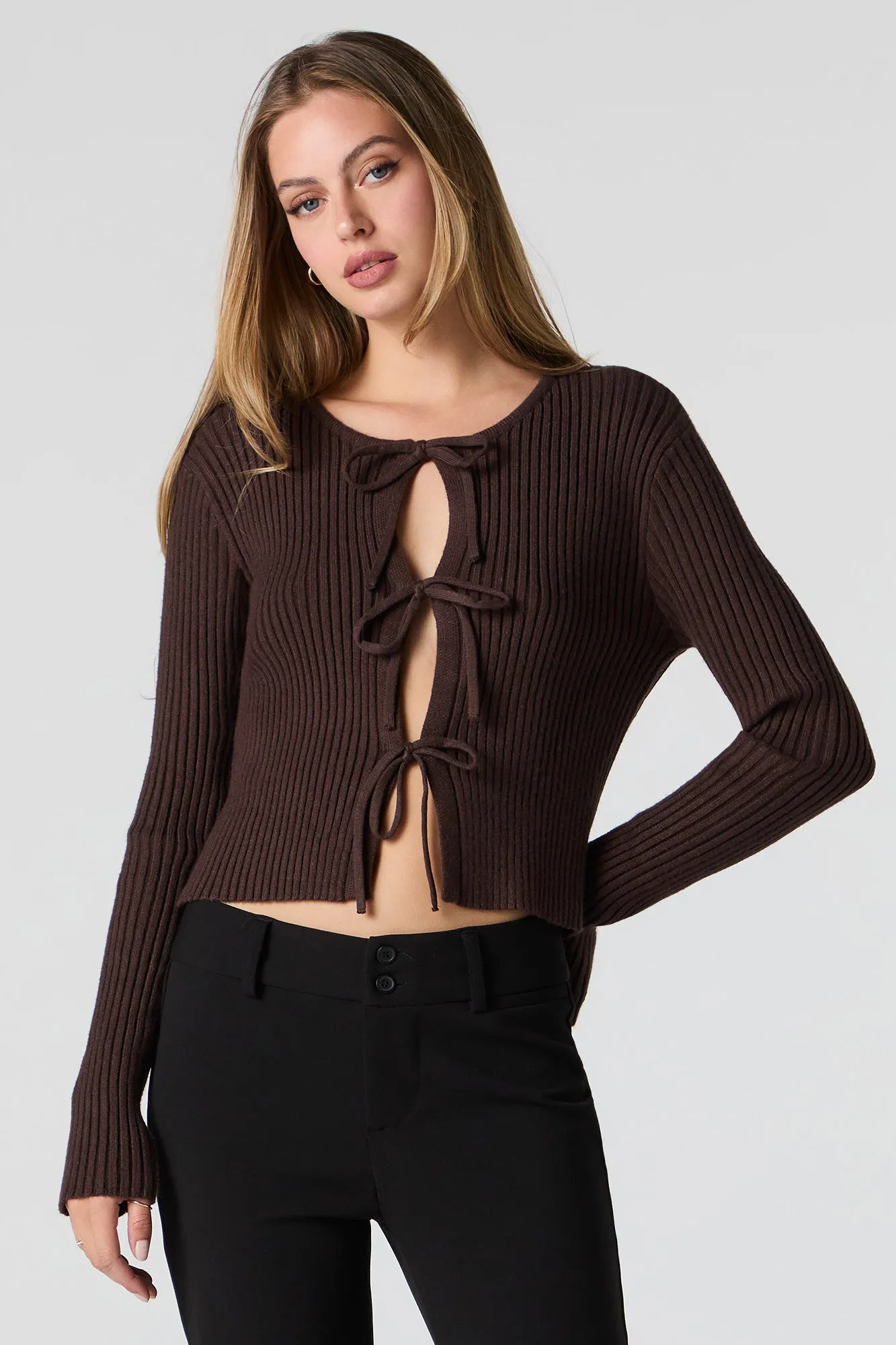 Ribbed Fly-Away Knit Cardigan sold by Urban Planet product image thumbnail 4