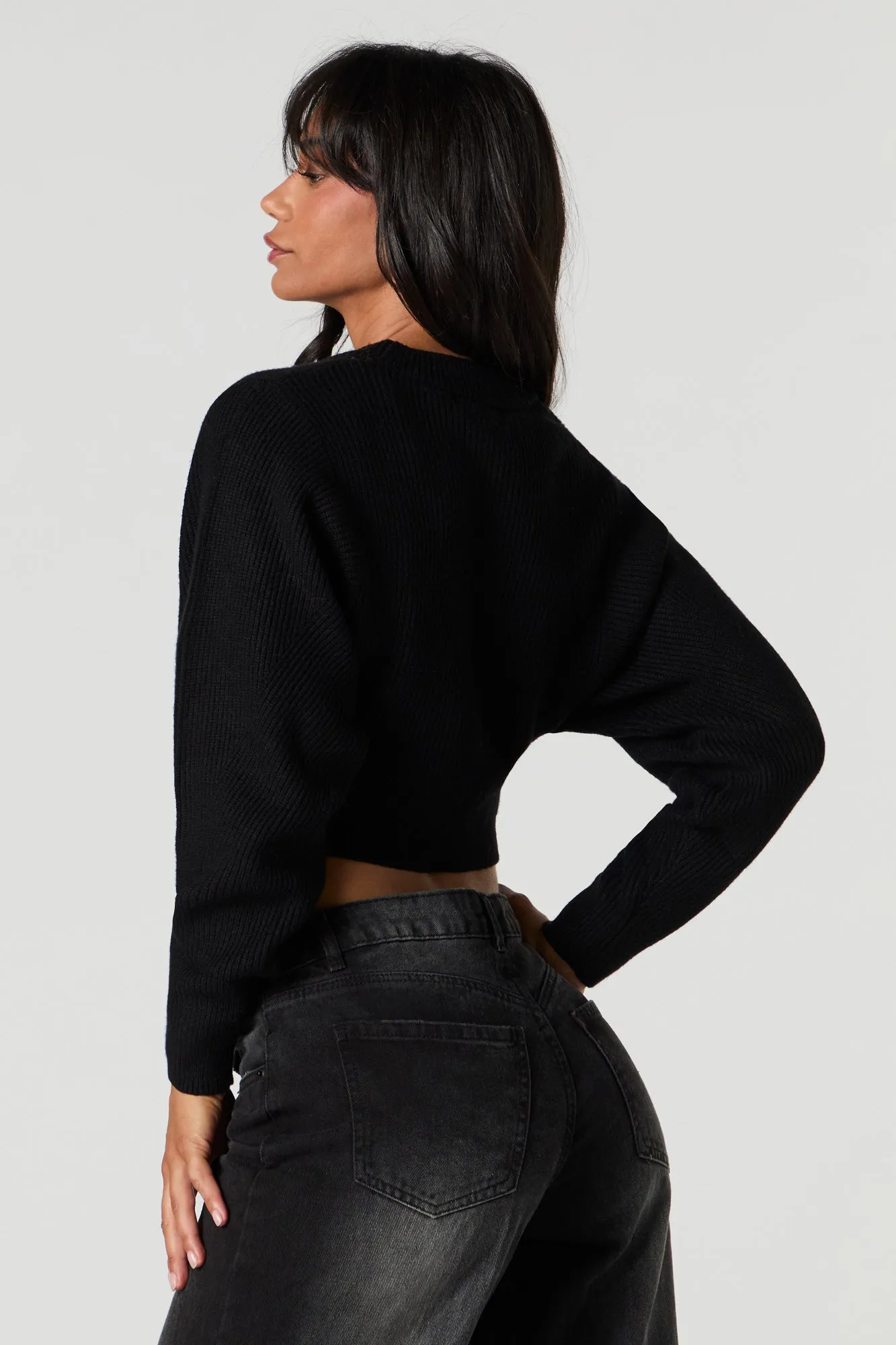 Ribbed Knit Cropped Cardigan sold by Urban Planet product image thumbnail 5