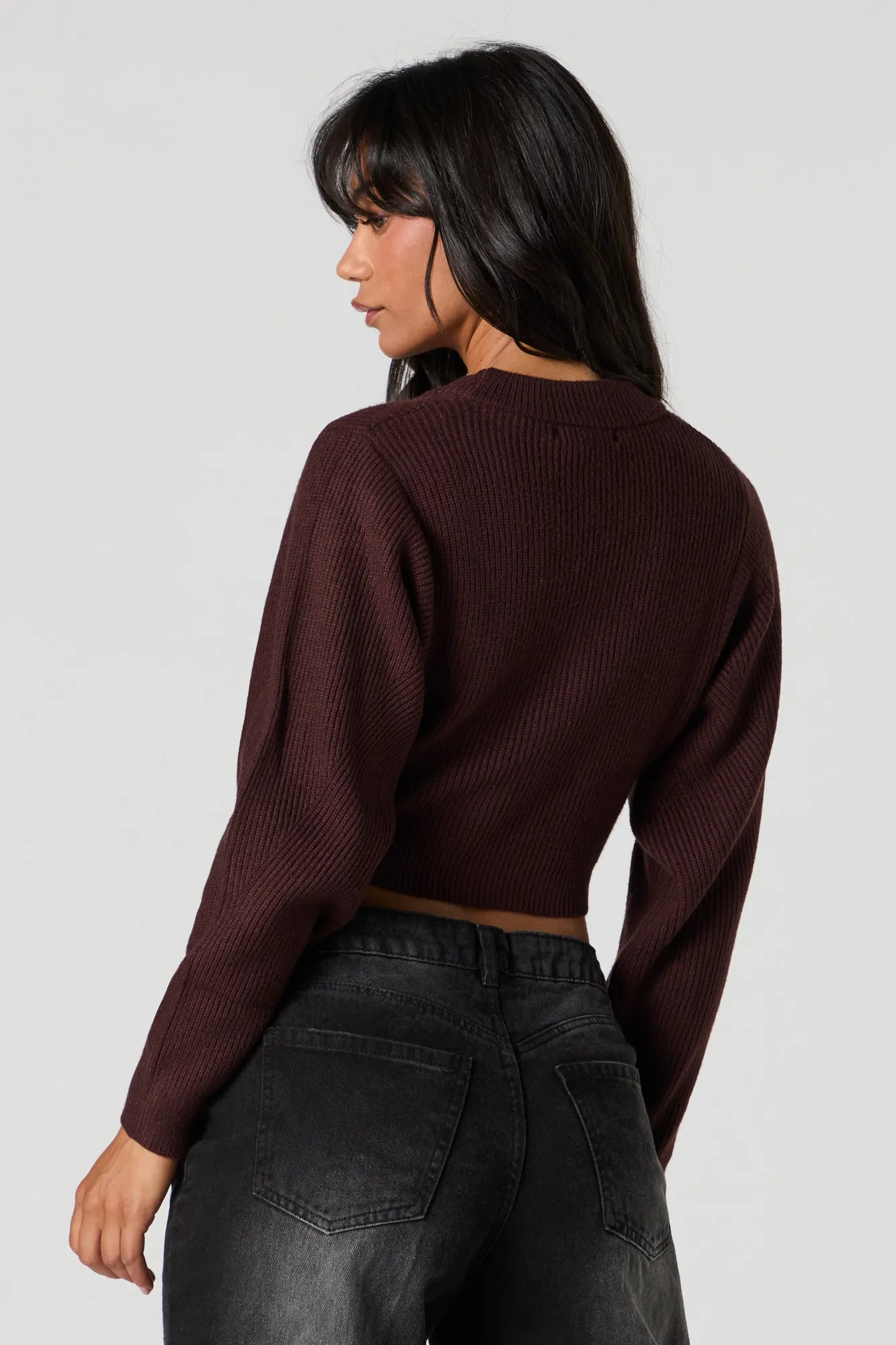 Ribbed Knit Cropped Cardigan sold by Urban Planet product image thumbnail 2