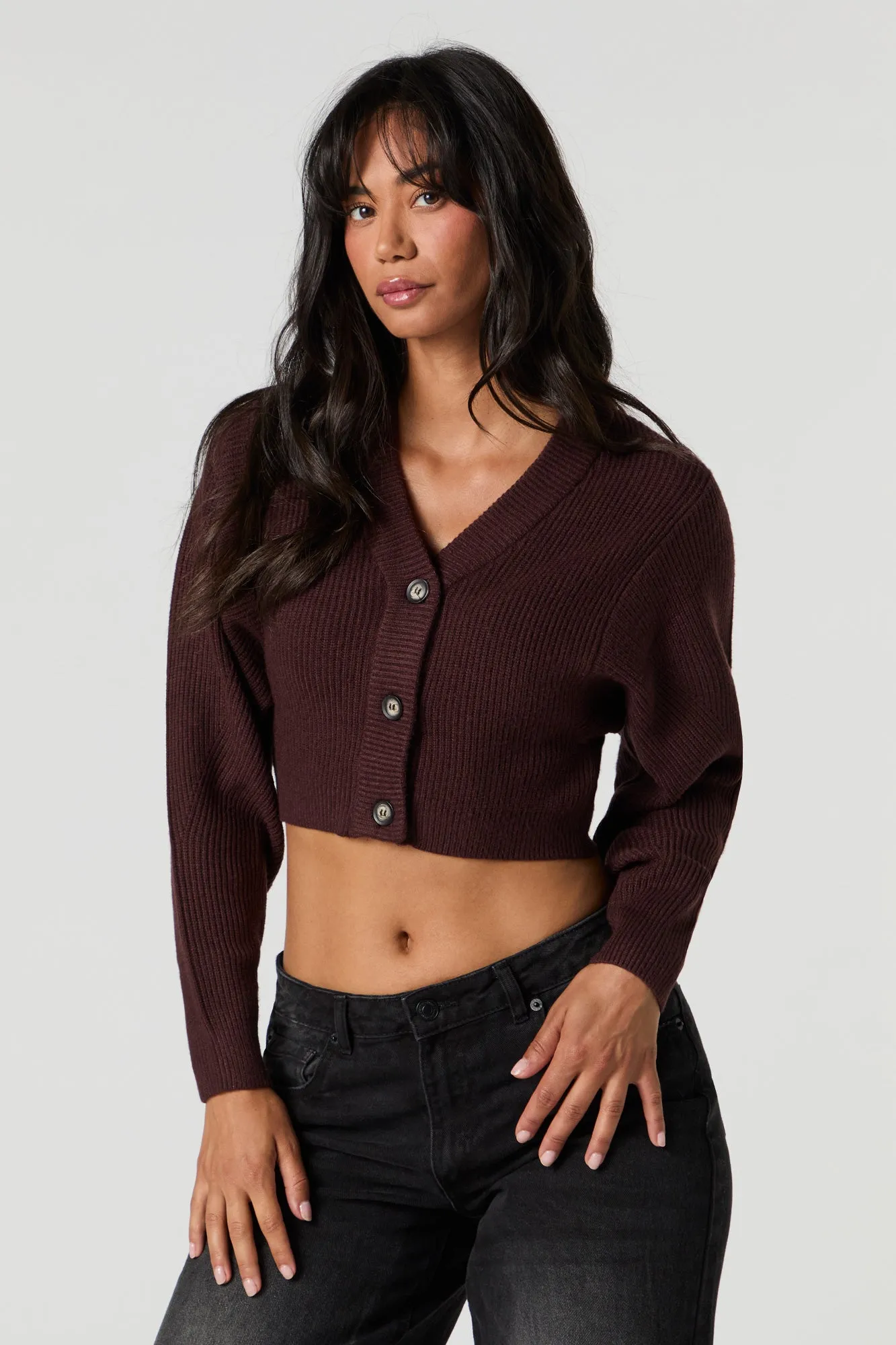 Ribbed Knit Cropped Cardigan sold by Urban Planet