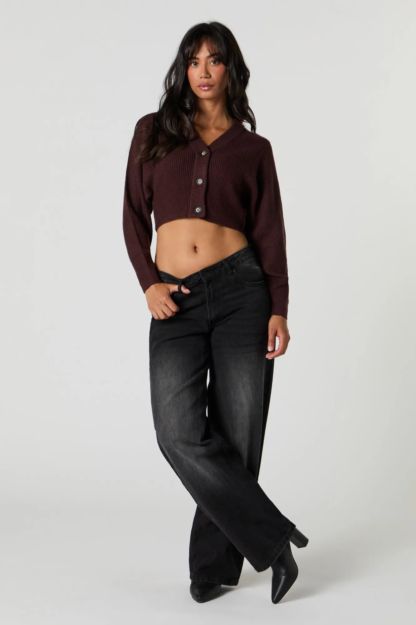 Ribbed Knit Cropped Cardigan sold by Urban Planet product image thumbnail 3