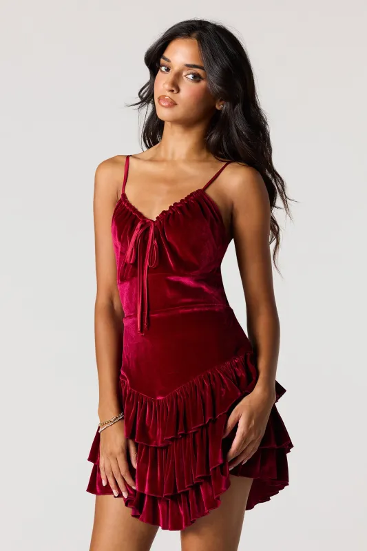 Velvet Ruffled Tiered Mini Dress sold by Urban Planet