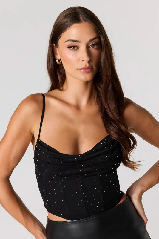 Rhinestone Mesh Corset Tank sold by Urban Planet