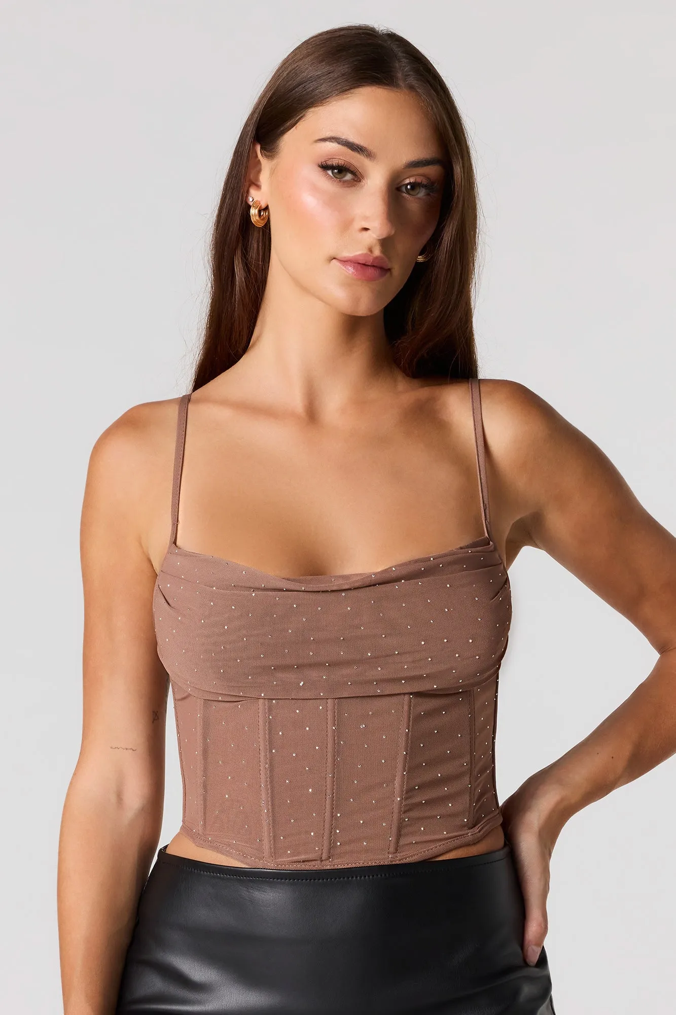 Rhinestone Mesh Corset Tank sold by Urban Planet product image thumbnail 4