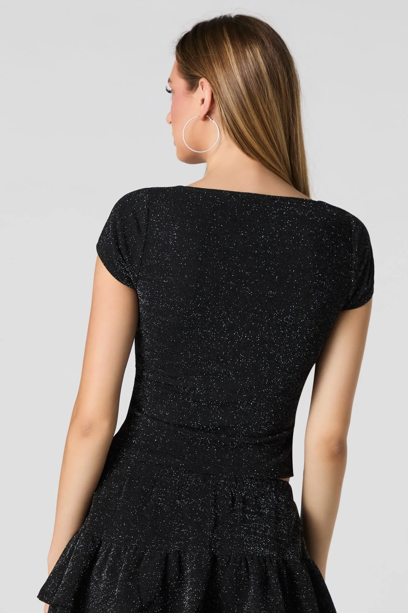 Sparkle Short Sleeve Cropped Top sold by Urban Planet product image thumbnail 5