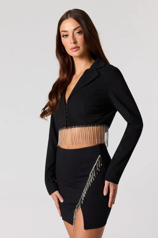 Rhinestone Fringe Cropped Blazer sold by Urban Planet
