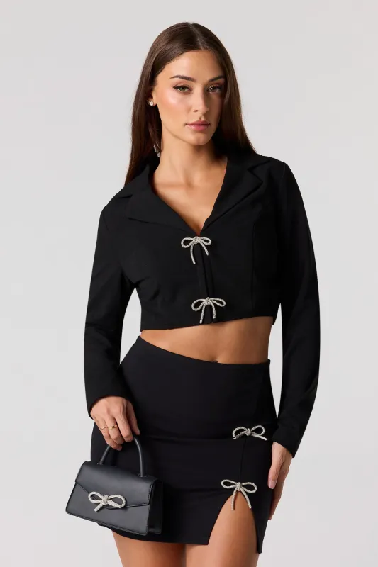 Rhinestone Bow Cropped Blazer sold by Urban Planet