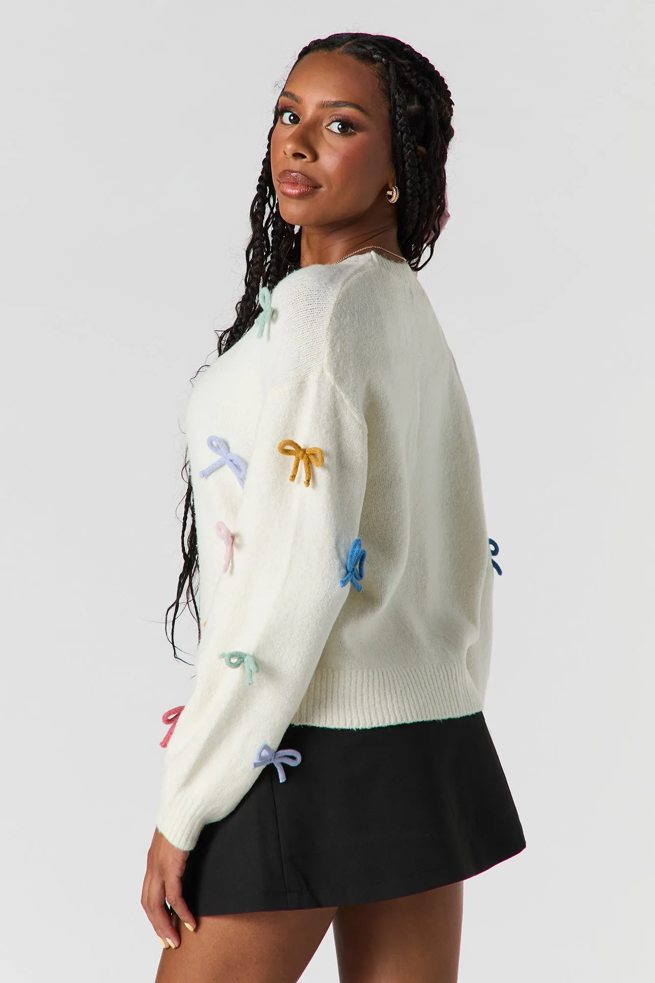 3D Bow Mossy Knit Sweater sold by Urban Planet product image thumbnail 2