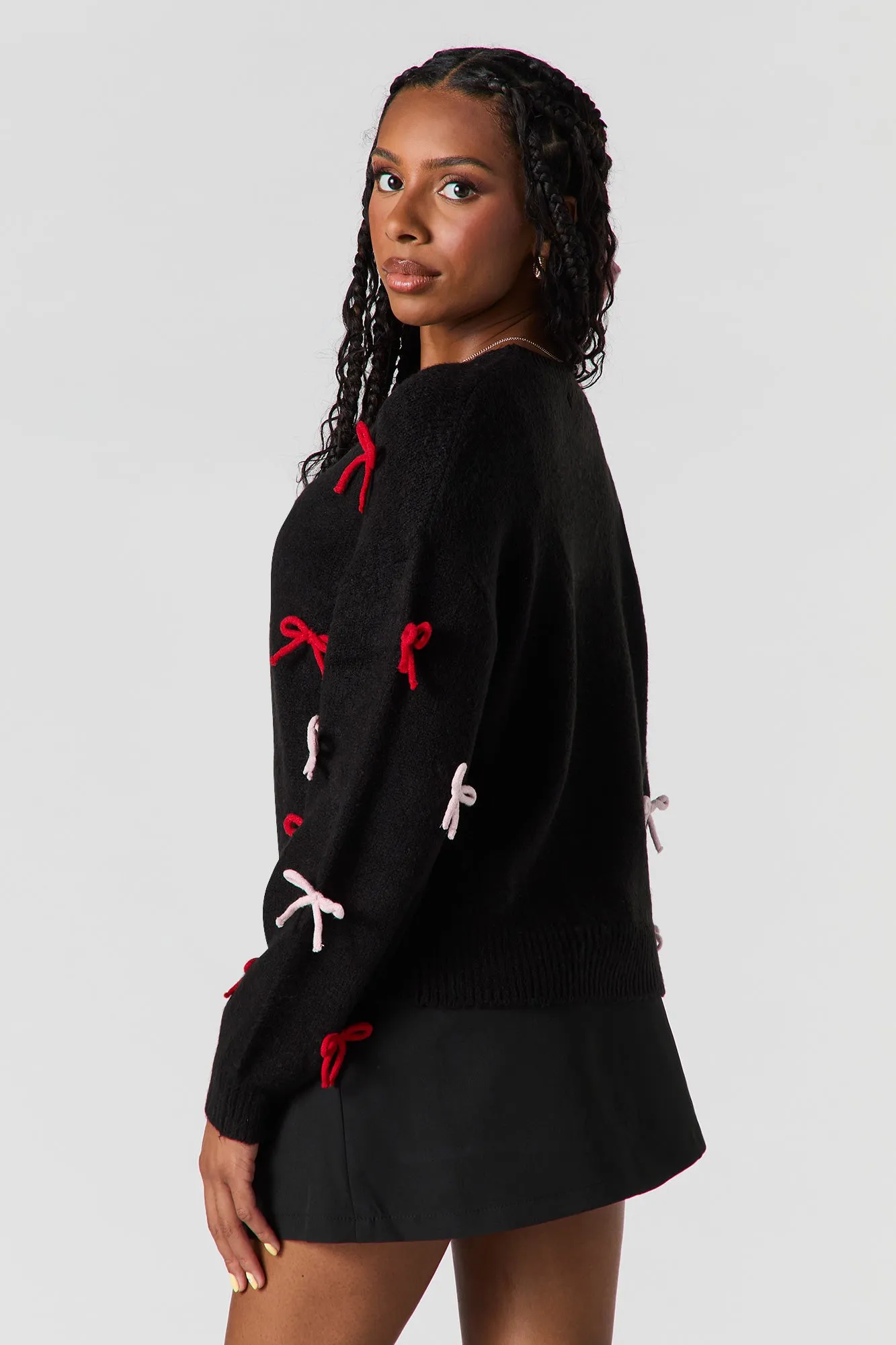 3D Bow Mossy Knit Sweater sold by Urban Planet product image thumbnail 5