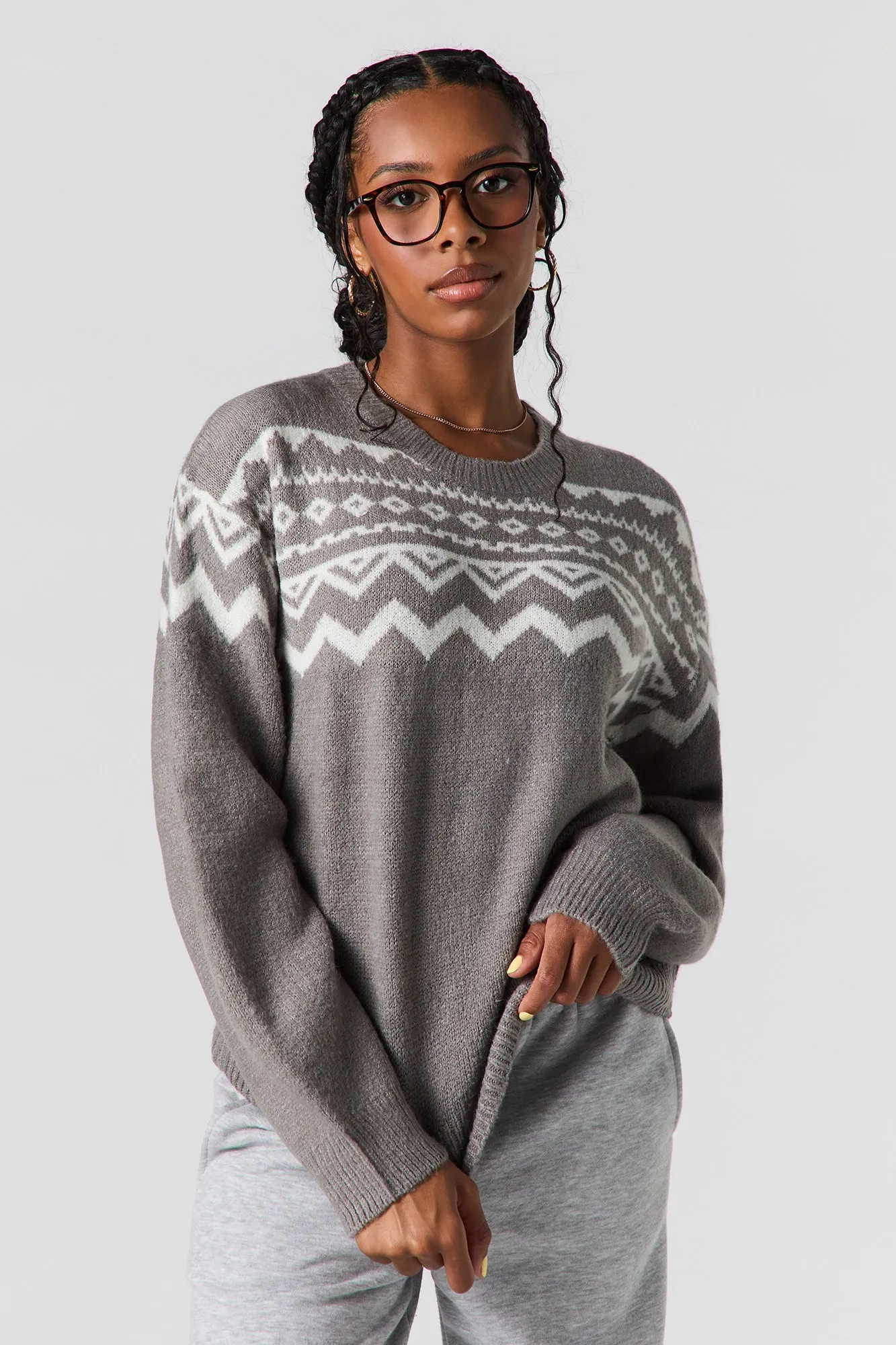 Mossy Jacquard Knit Sweater sold by Urban Planet