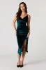 Velvet Slit Midi Dress sold by Urban Planet