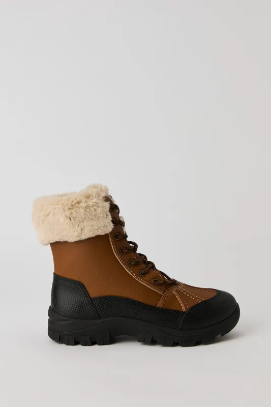 Faux Fur Collared Lace Up Boot sold by Urban Planet