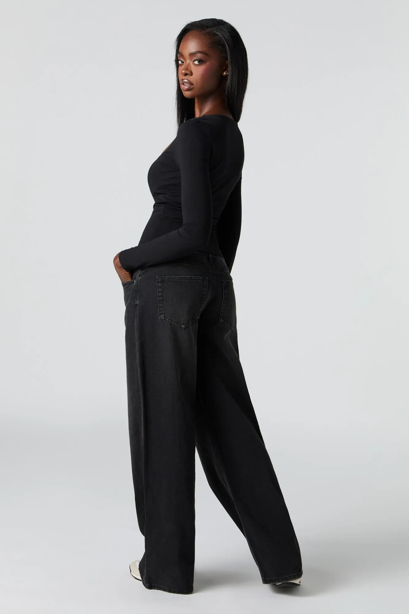 Low Rise Baggy Washed Black Jean sold by Urban Planet product image thumbnail 3