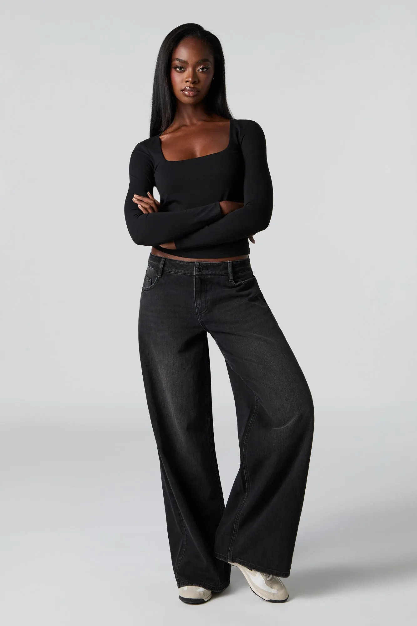 Low Rise Baggy Washed Black Jean sold by Urban Planet