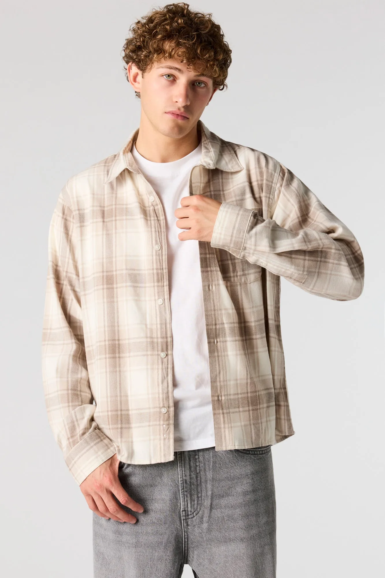 Boxy Flannel Button-Up Top sold by Urban Planet product image thumbnail 5