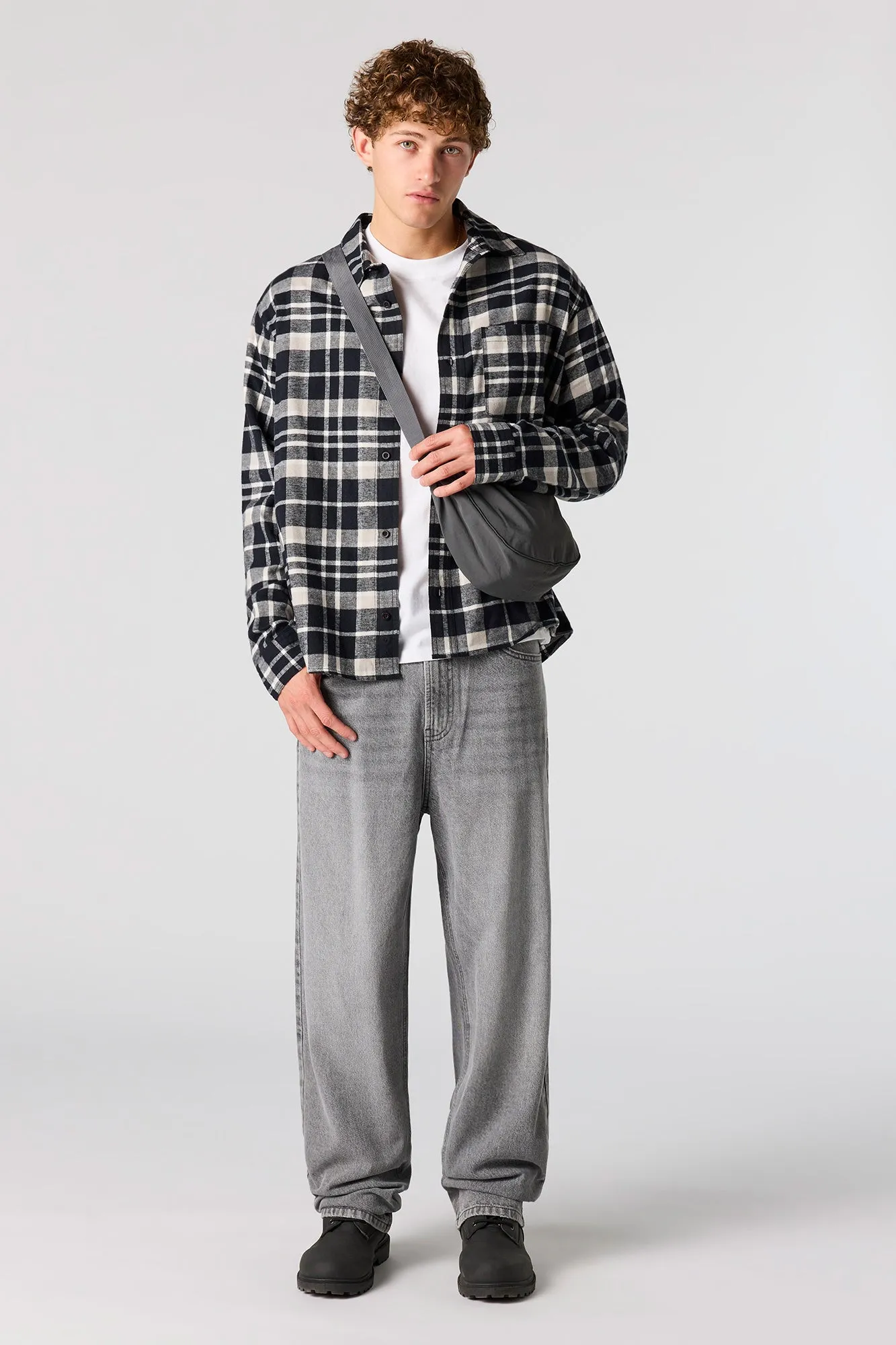 Boxy Flannel Button-Up Top sold by Urban Planet product image thumbnail 3