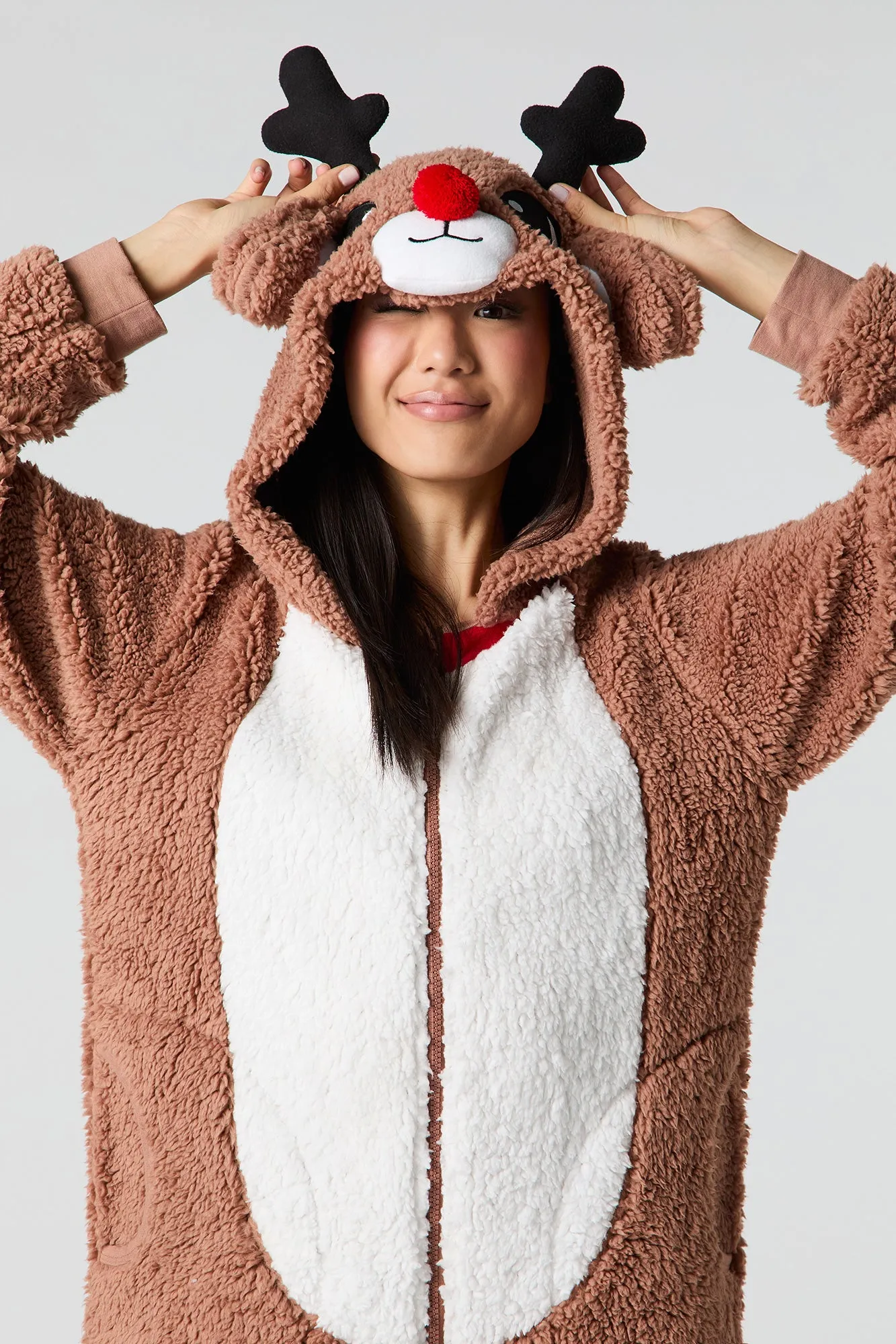 3D Rudolph Sherpa Onesie sold by Urban Planet