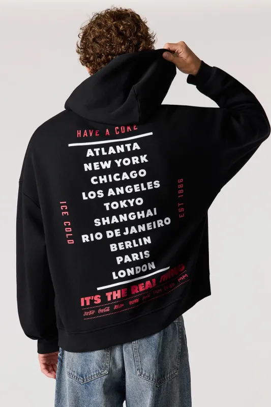 Coca Cola Embroidered Fleece Boxy Hoodie sold by Urban Planet