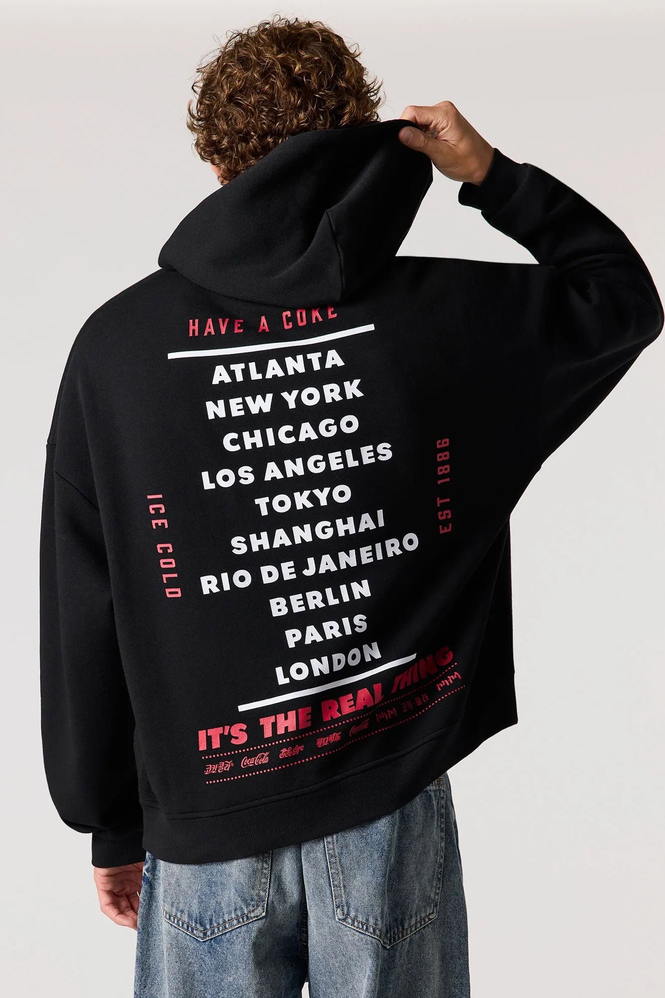 Coca Cola Embroidered Fleece Boxy Hoodie sold by Urban Planet