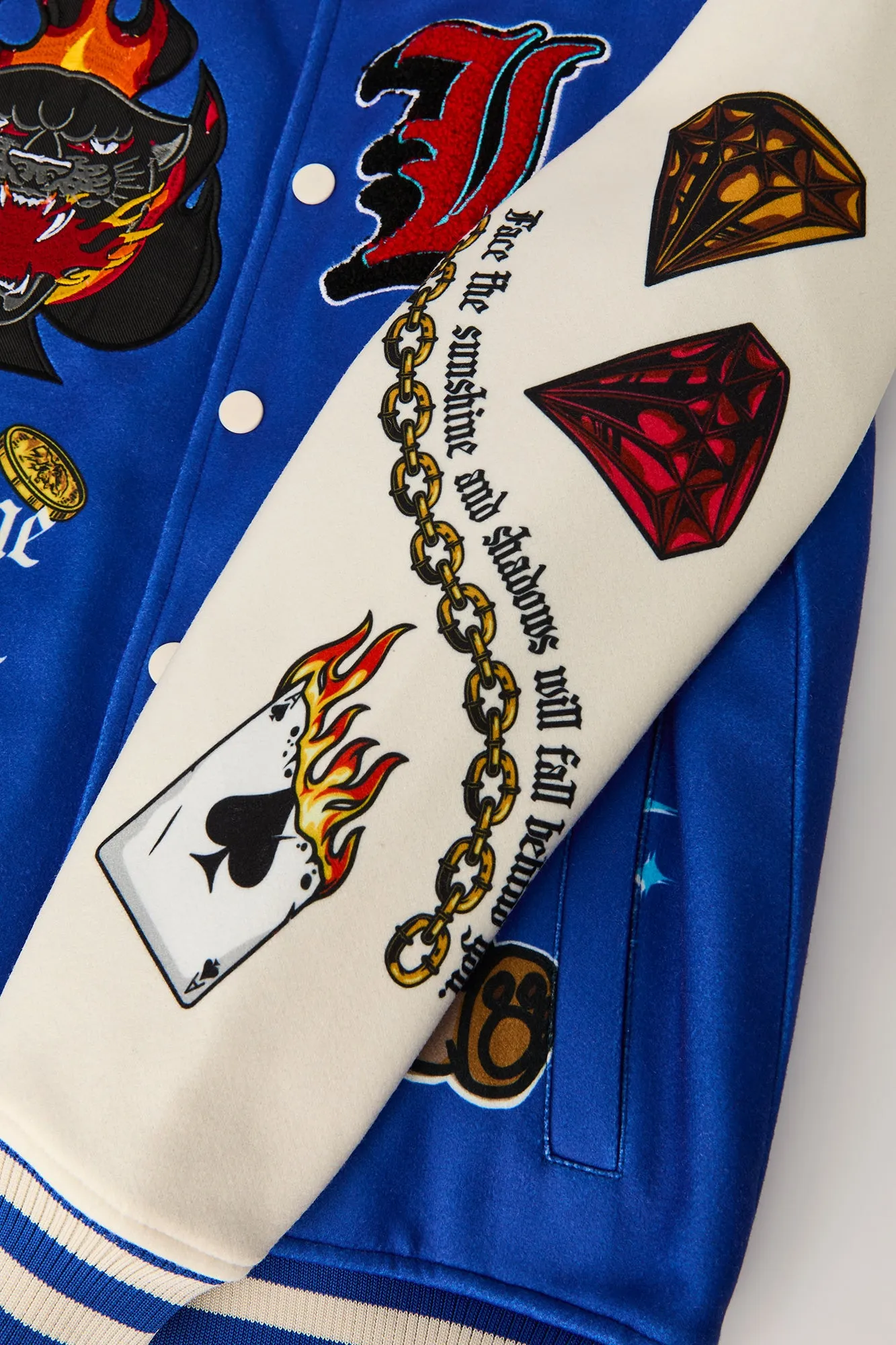 Boys Chenille Embroidered Fleece Varsity Jacket sold by Urban Planet product image thumbnail 3