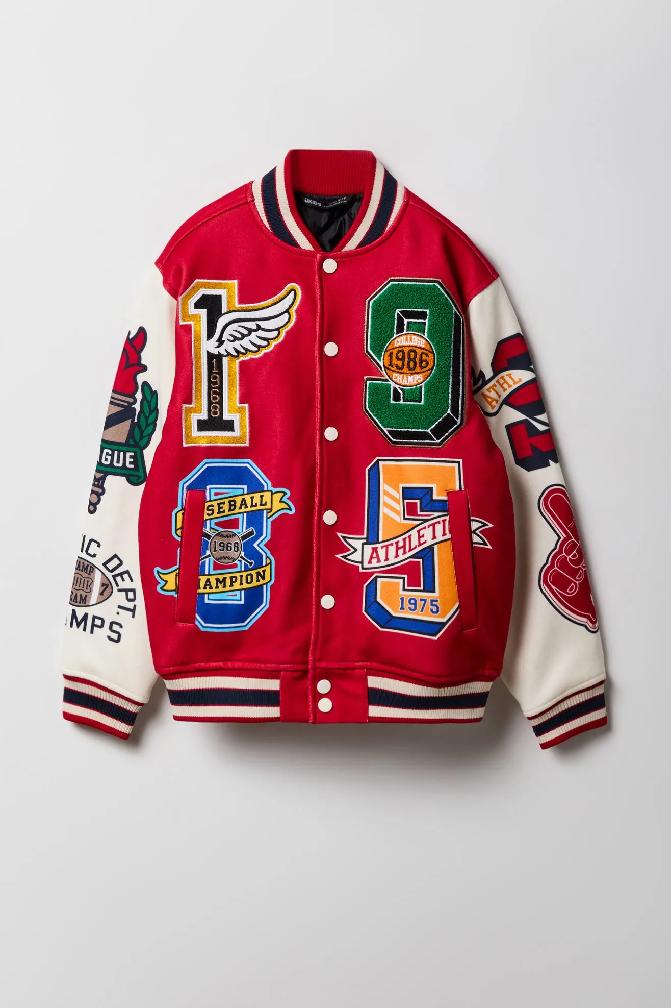 Boys Chenille Embroidered Fleece Varsity Jacket sold by Urban Planet product image thumbnail 5
