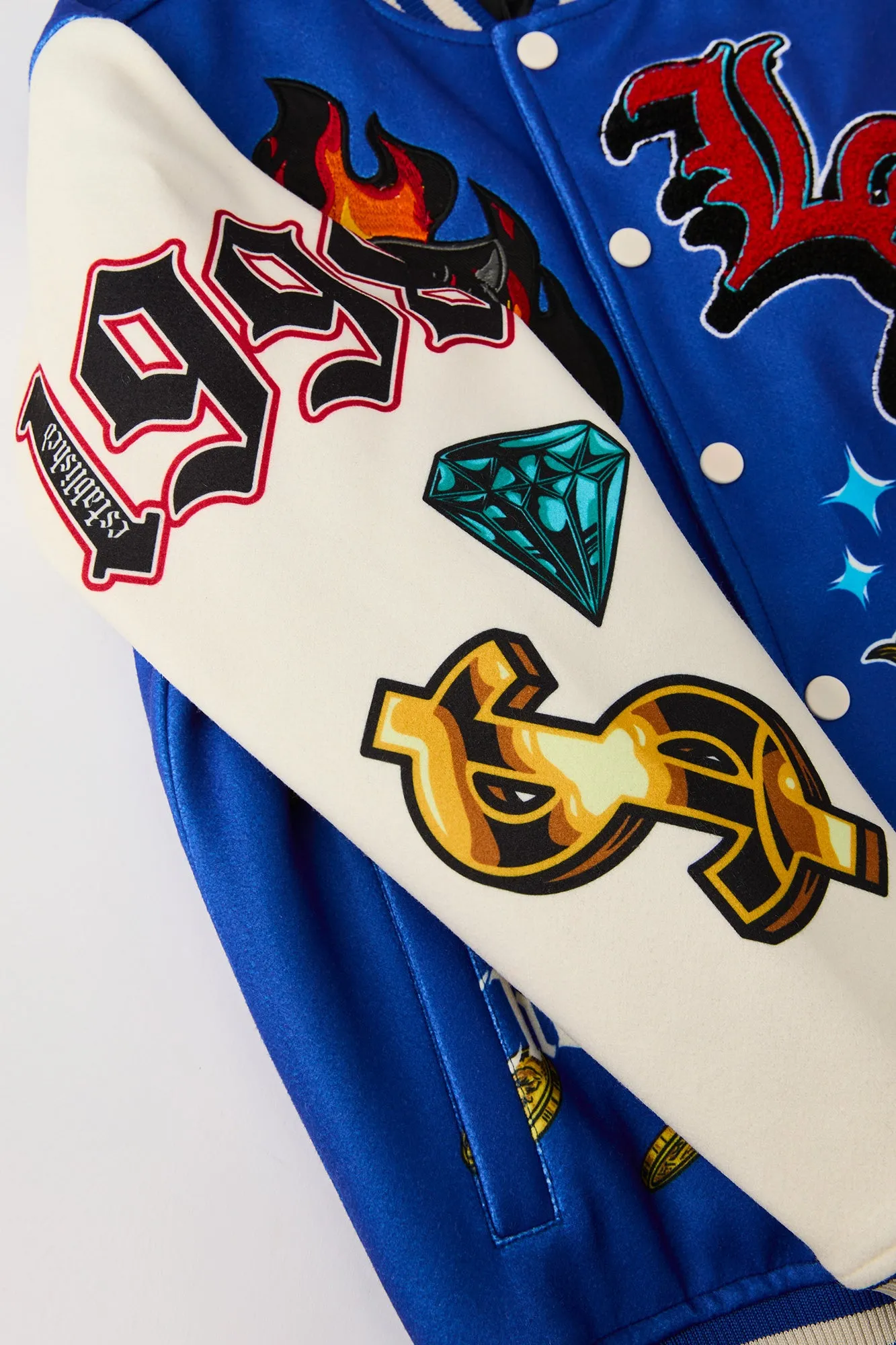 Boys Chenille Embroidered Fleece Varsity Jacket sold by Urban Planet product image thumbnail 4