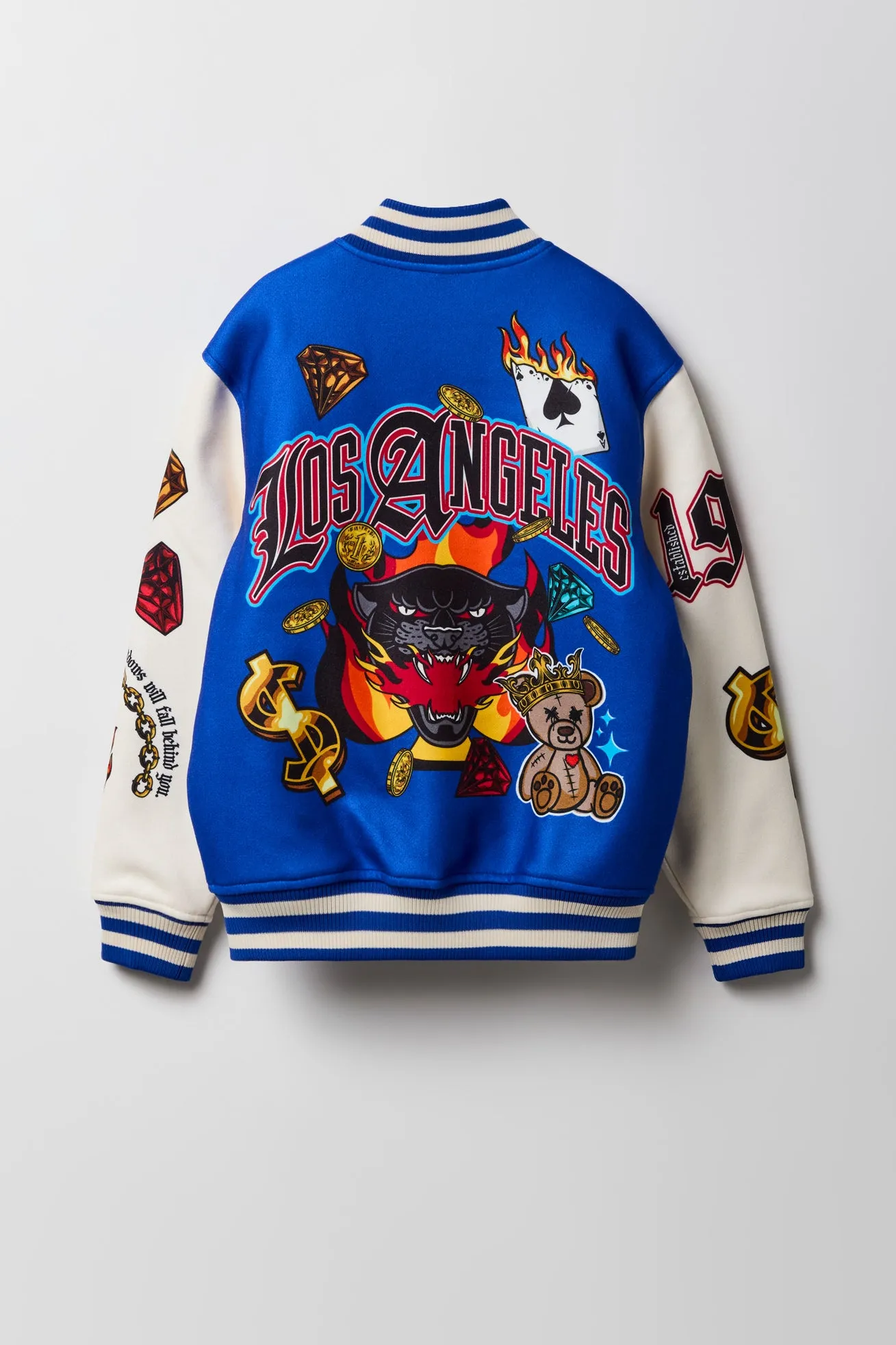 Boys Chenille Embroidered Fleece Varsity Jacket sold by Urban Planet product image thumbnail 2