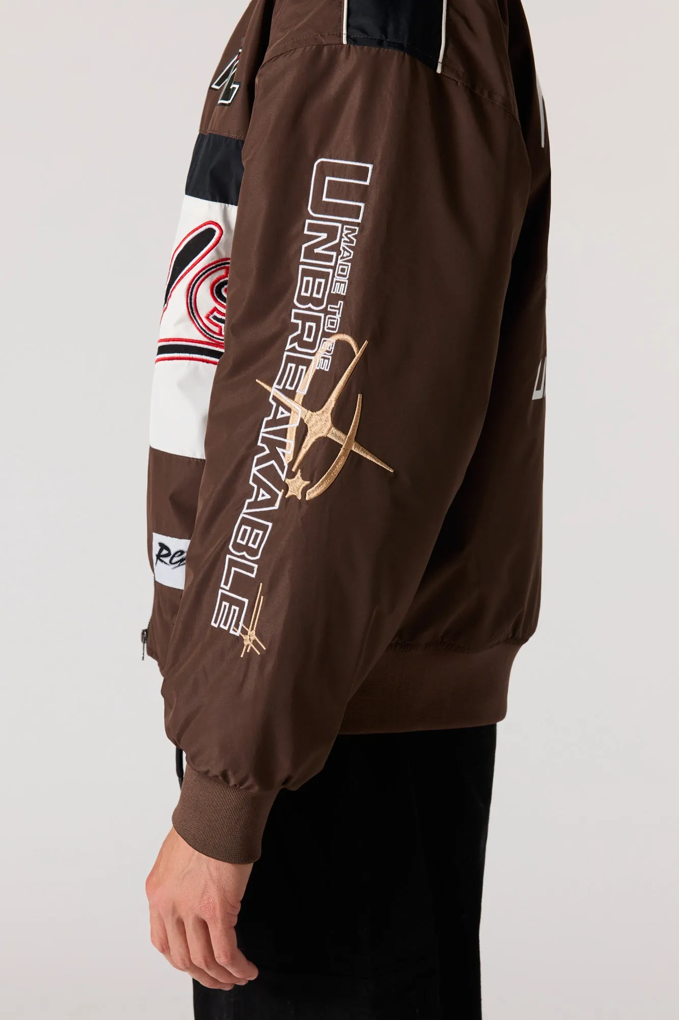 Rebel Embroidered Colourblock Racing Bomber Jacket sold by Urban Planet product image thumbnail 5
