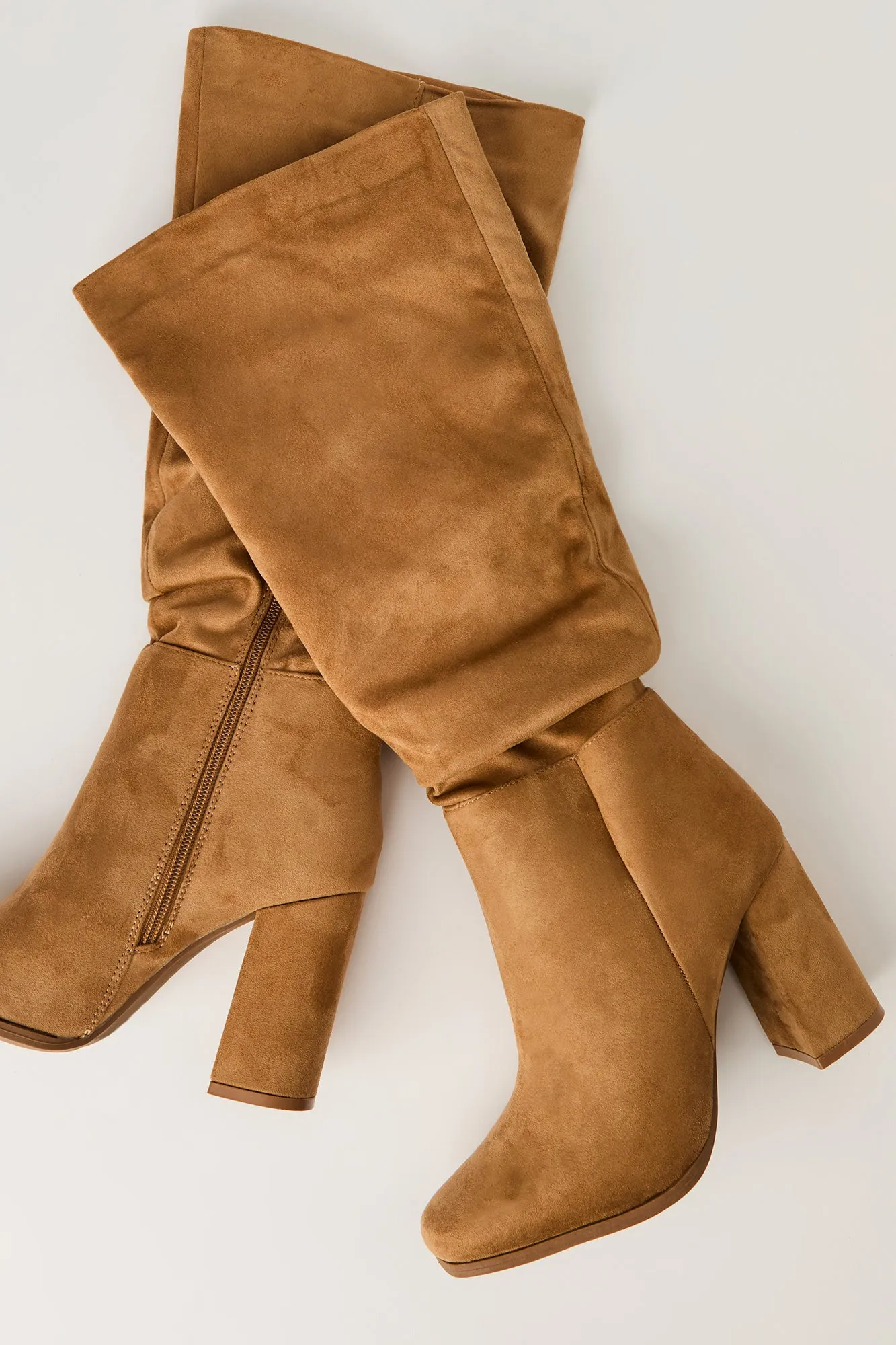 Ruched Block Heel Calf Boots sold by Urban Planet