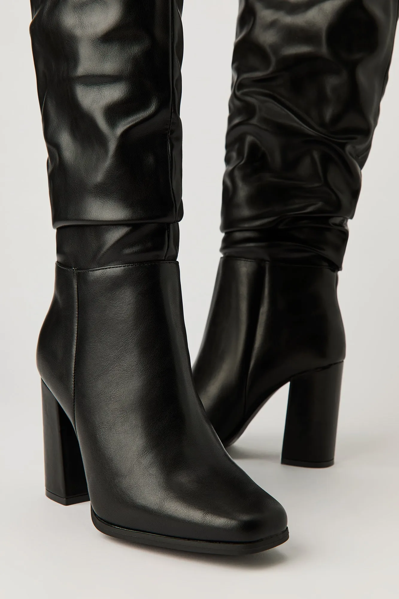Ruched Block Heel Calf Boots sold by Urban Planet product image thumbnail 5
