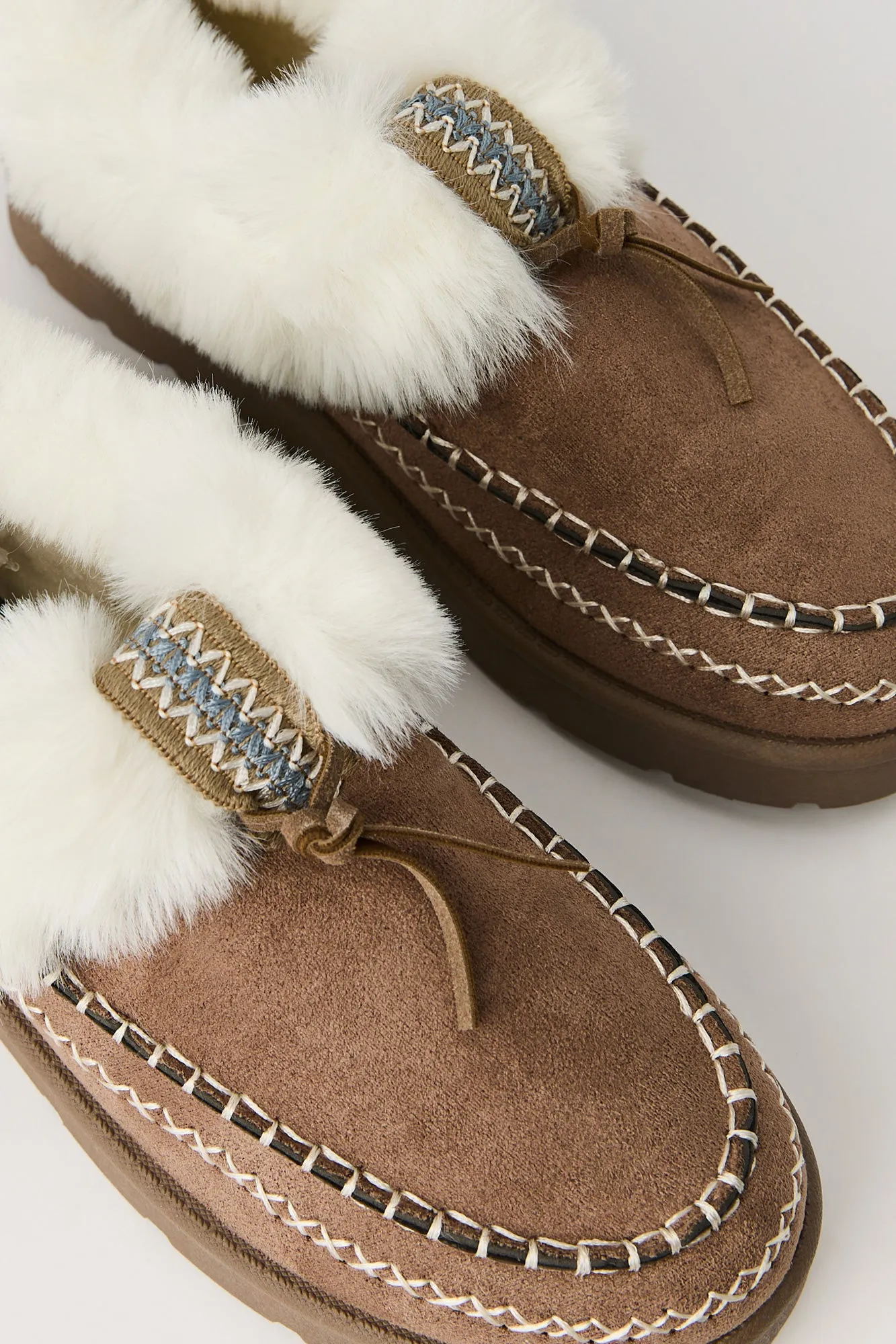 Faux Fur Embroidered Slipper Booties sold by Urban Planet