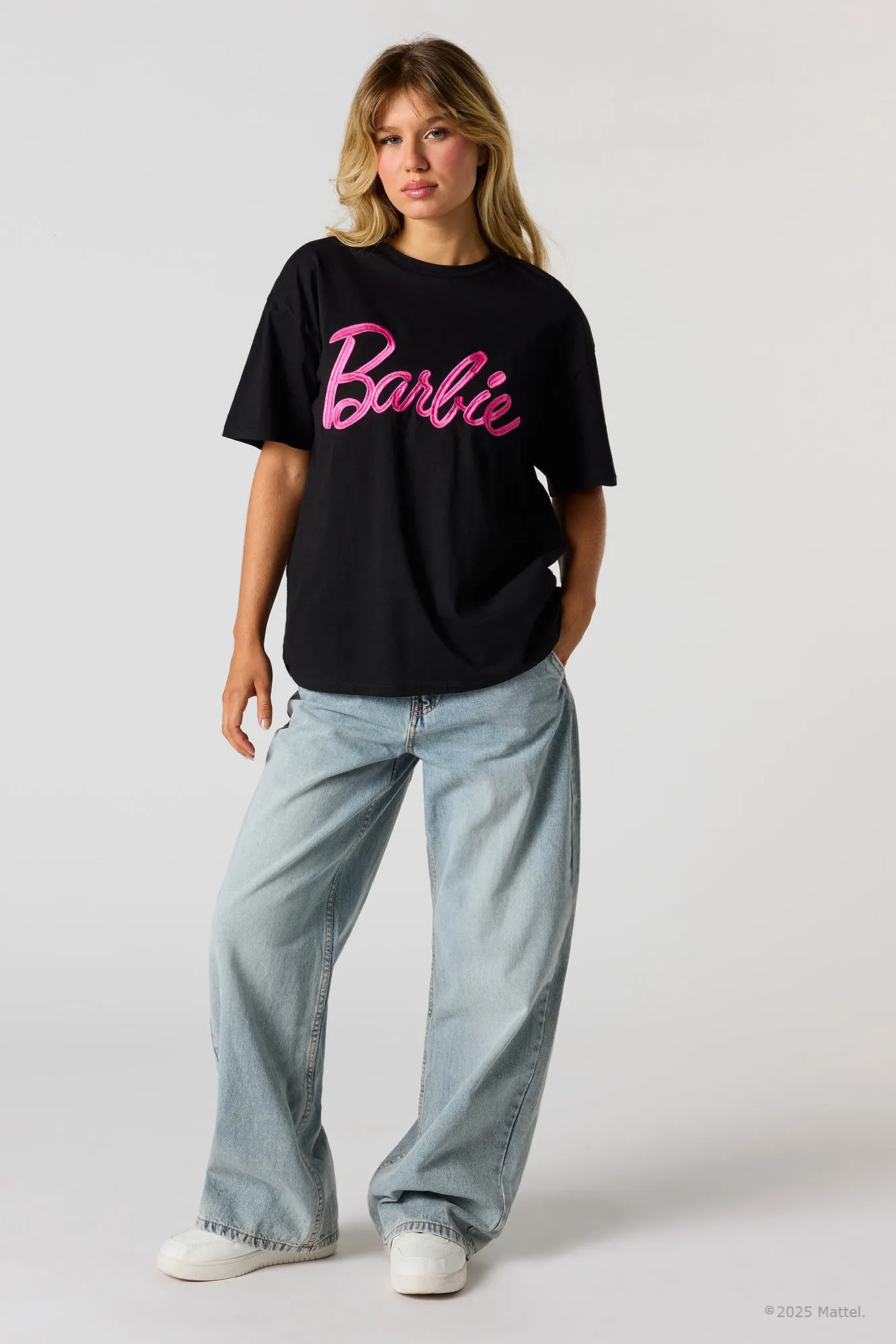 Barbie™ Chenille Embroidered Boyfriend T-Shirt sold by Urban Planet product image thumbnail 3