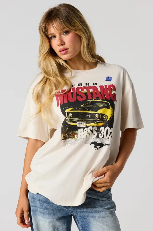 T-shirt de coupe garçonne à imprimé Ford Mustang sold by Urban Planet