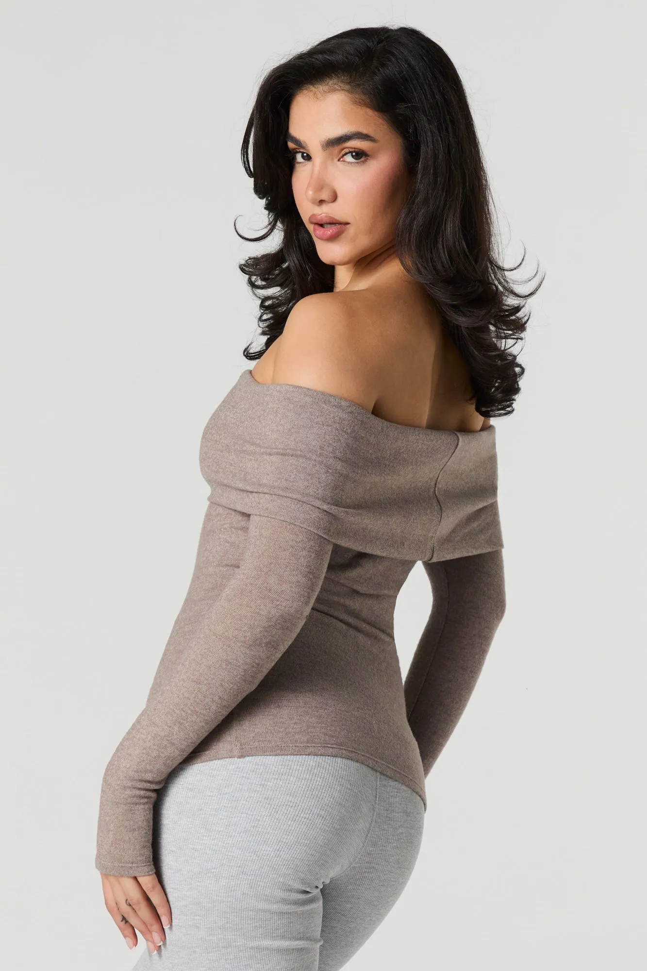 Knit Off Shoulder Long Sleeve Top sold by Urban Planet product image thumbnail 2