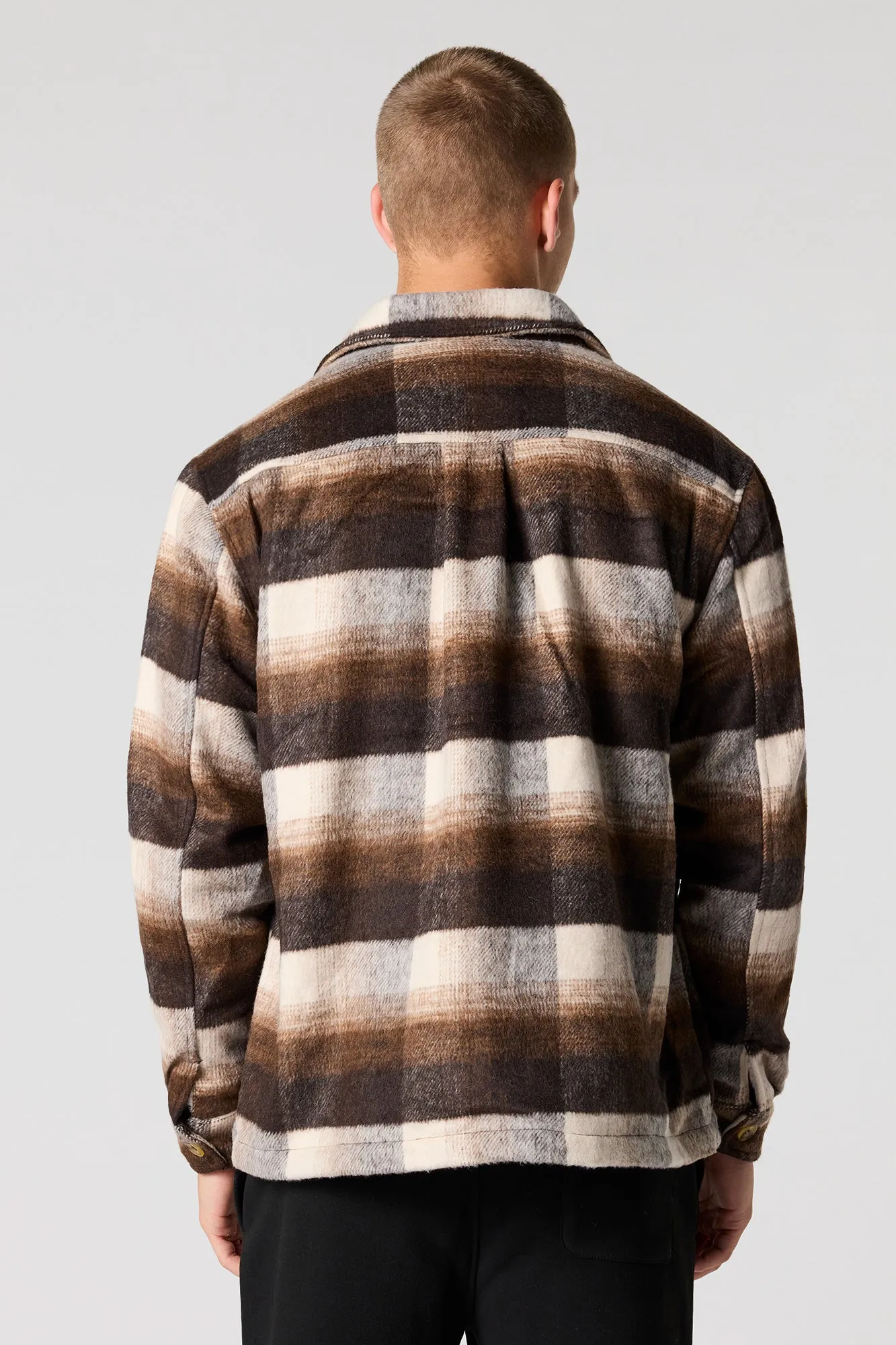 Plaid Faux Fur Lined Shacket sold by Urban Planet product image thumbnail 5