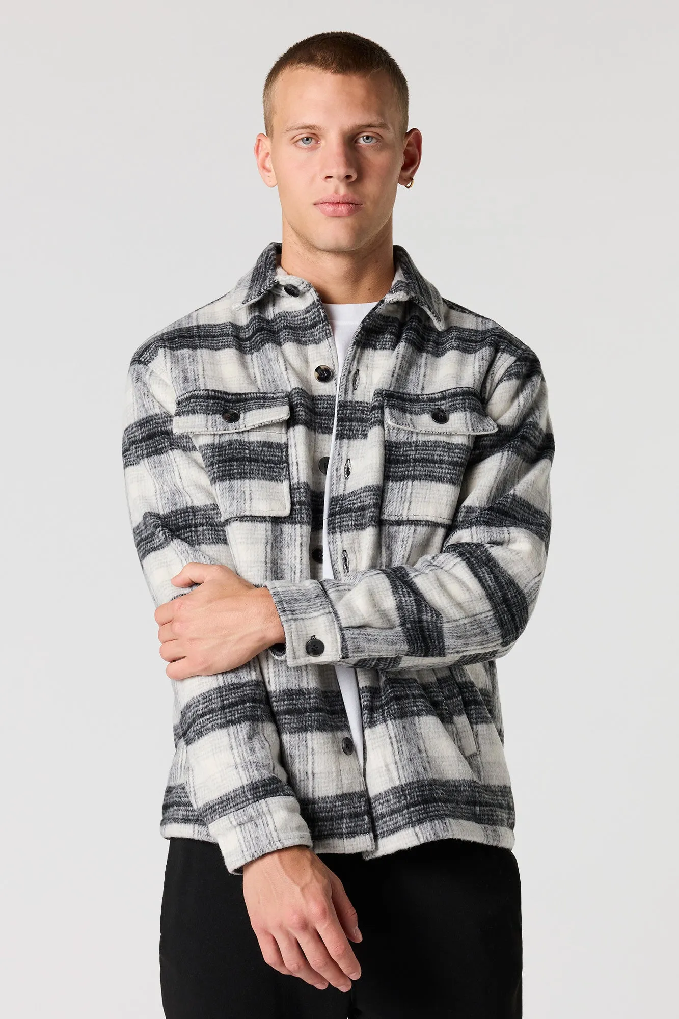 Plaid Faux Fur Lined Shacket sold by Urban Planet