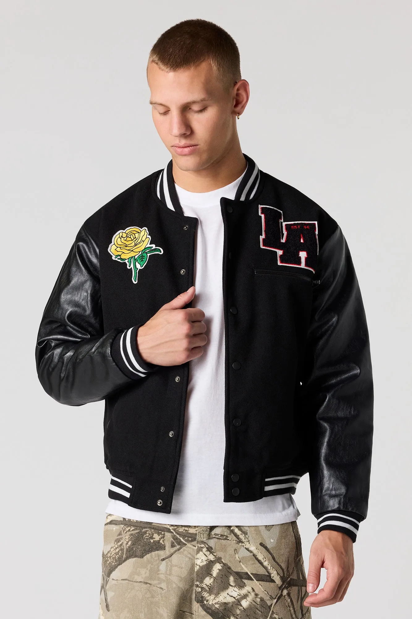 LA Chenille Embroidered Varsity Jacket sold by Urban Planet product image thumbnail 4