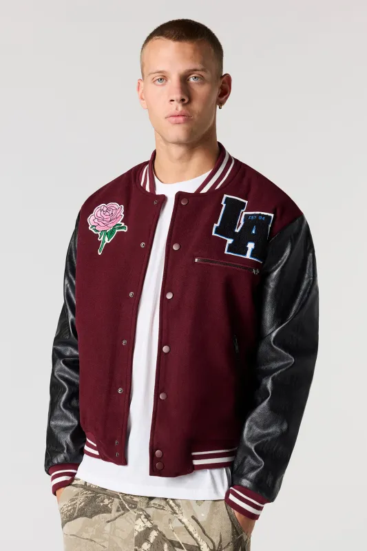LA Chenille Embroidered Varsity Jacket sold by Urban Planet