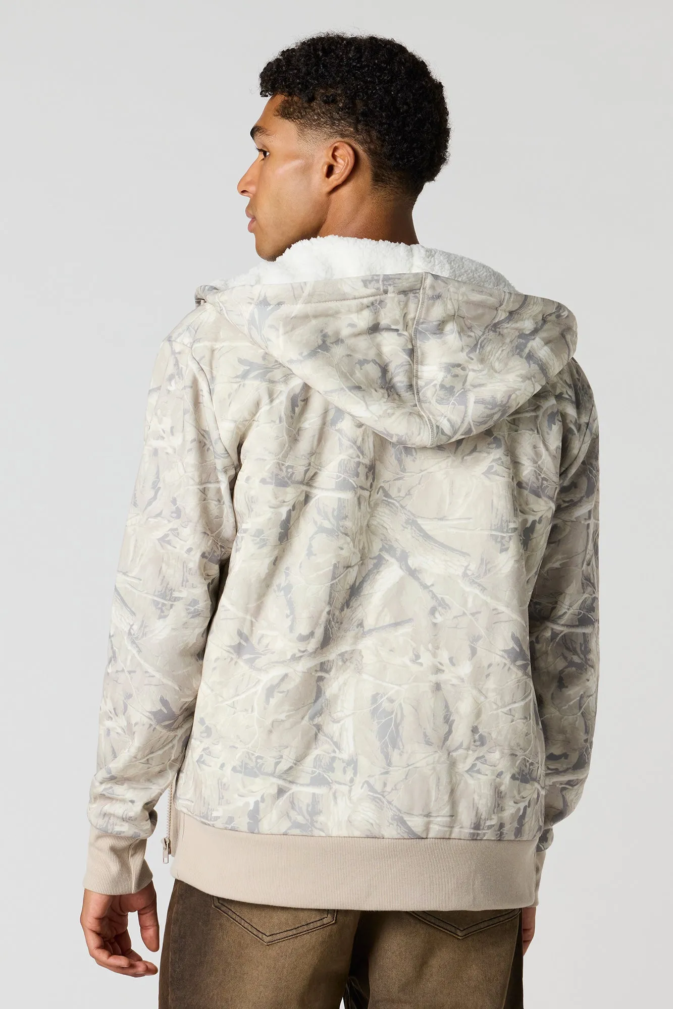 Sherpa-Lined Zip-Up Hoodie sold by Urban Planet product image thumbnail 2