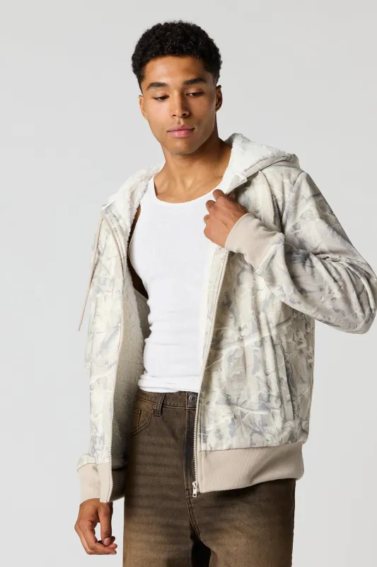 Sherpa-Lined Zip-Up Hoodie sold by Urban Planet