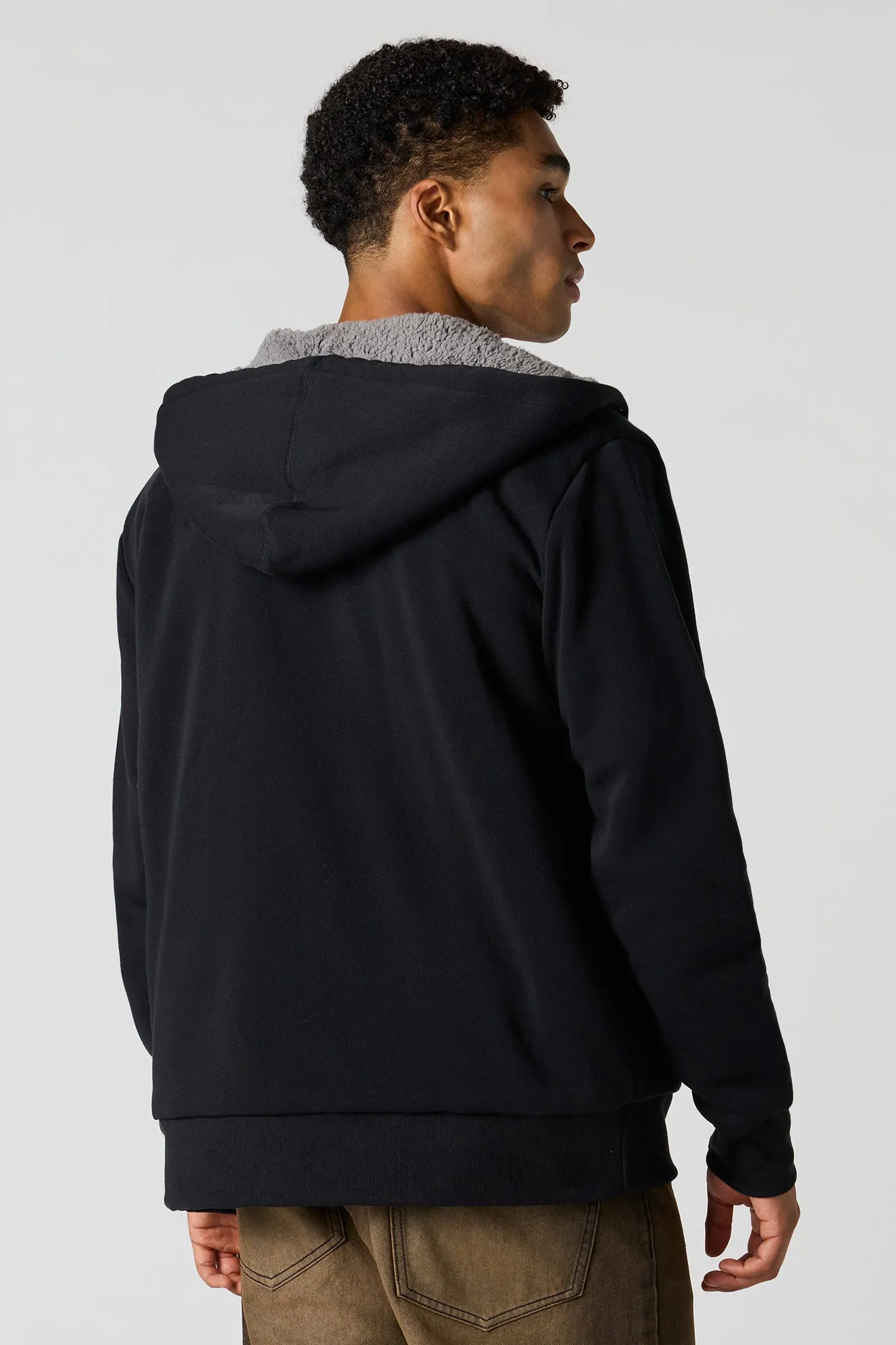 Sherpa-Lined Zip-Up Hoodie sold by Urban Planet product image thumbnail 5
