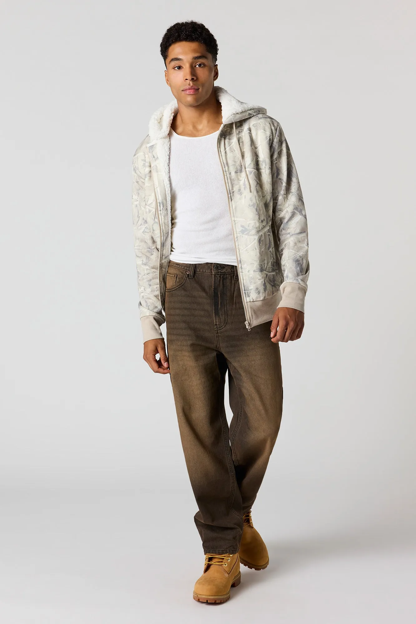 Sherpa-Lined Zip-Up Hoodie sold by Urban Planet product image thumbnail 3