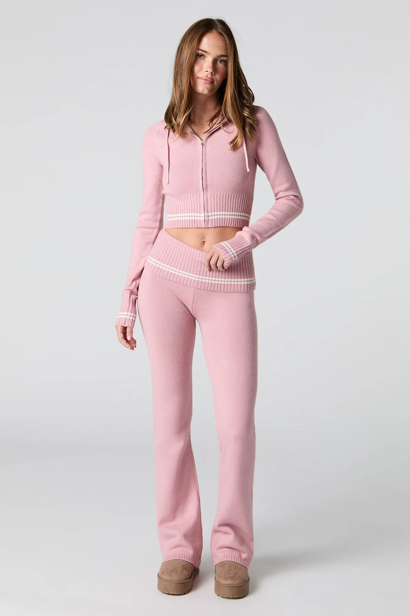 Foldover Waist Knit Flare Pant sold by Urban Planet