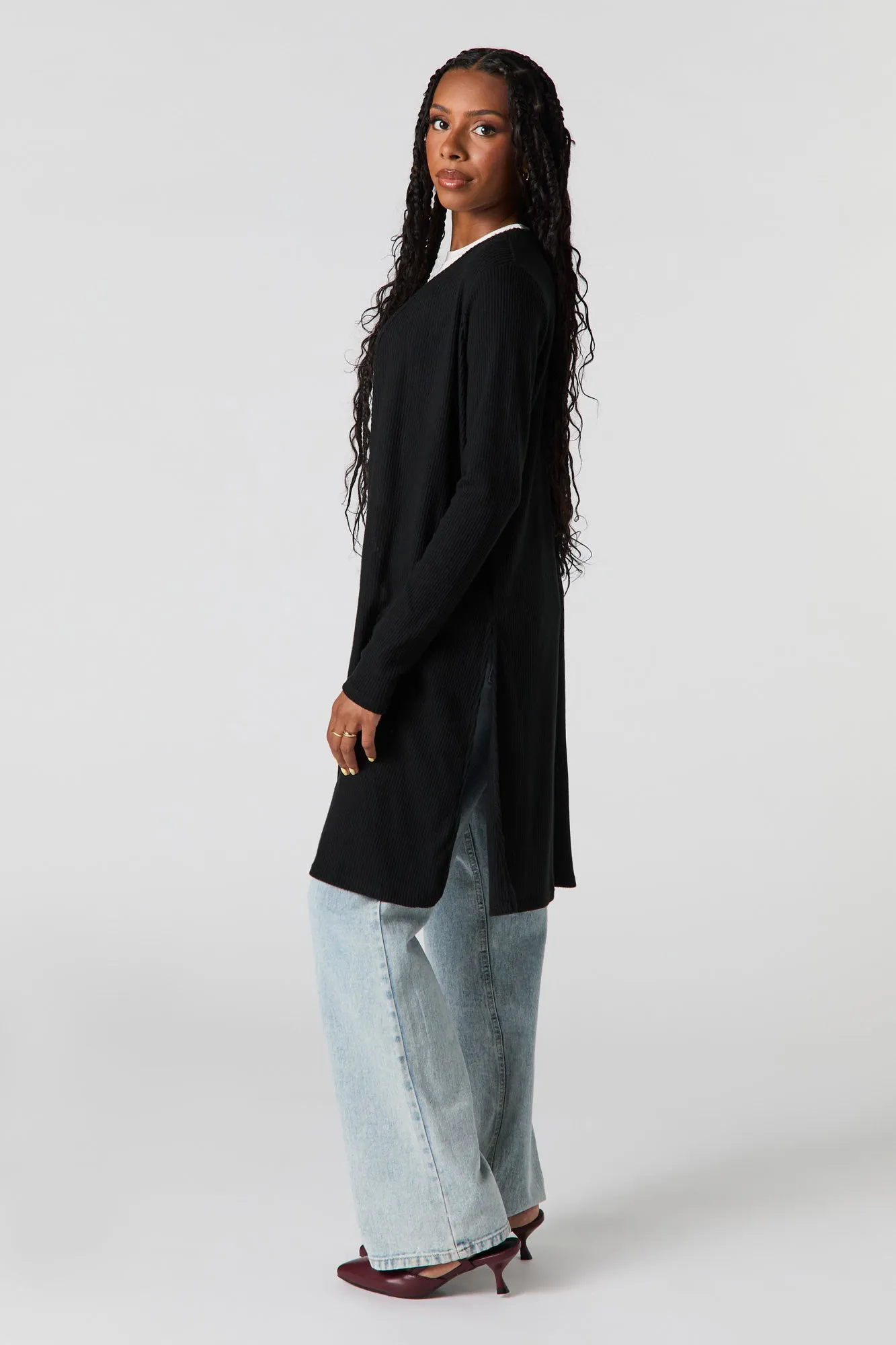 Knit Slit Cardigan sold by Urban Planet product image thumbnail 5