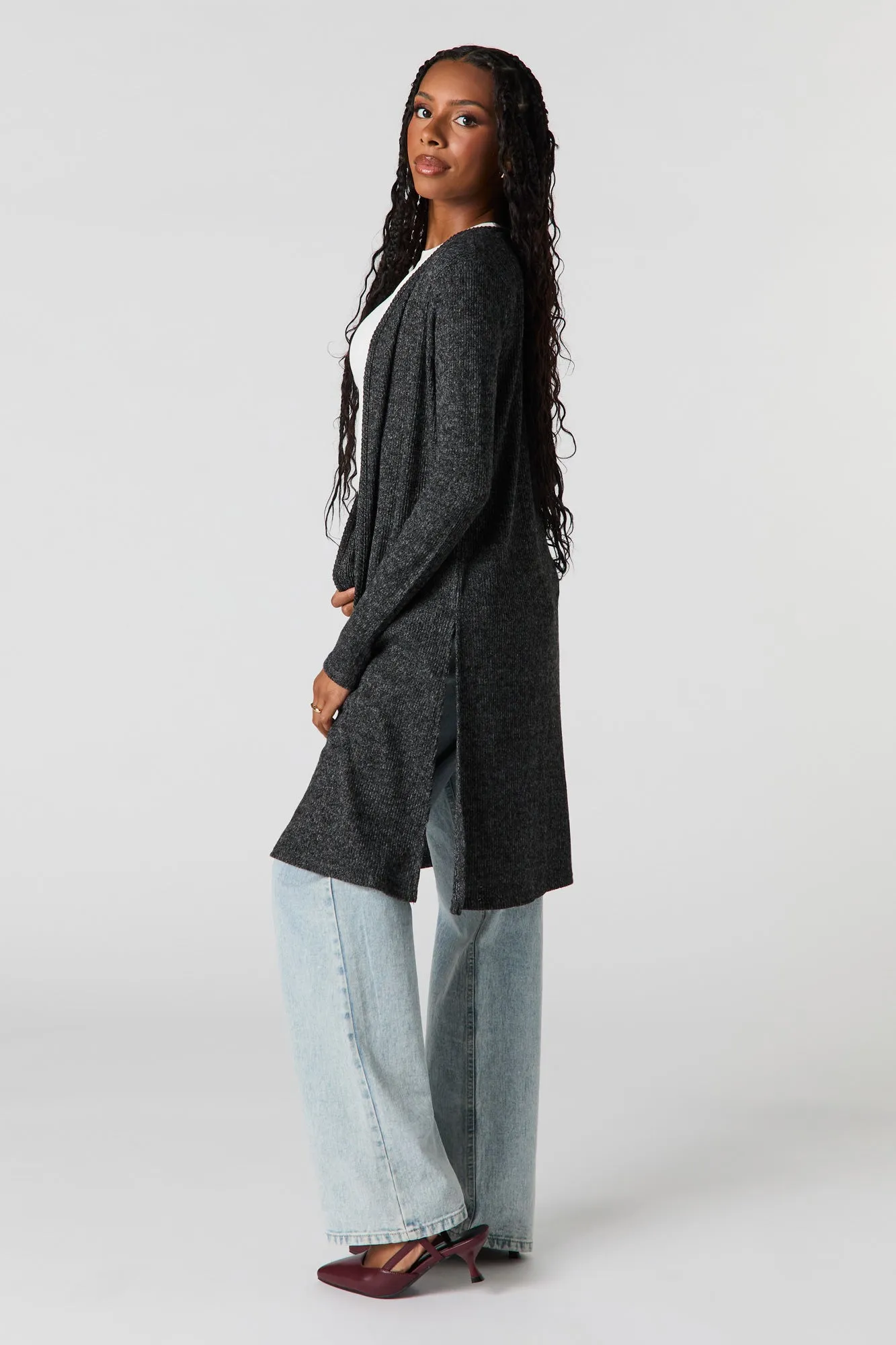 Knit Slit Cardigan sold by Urban Planet product image thumbnail 2