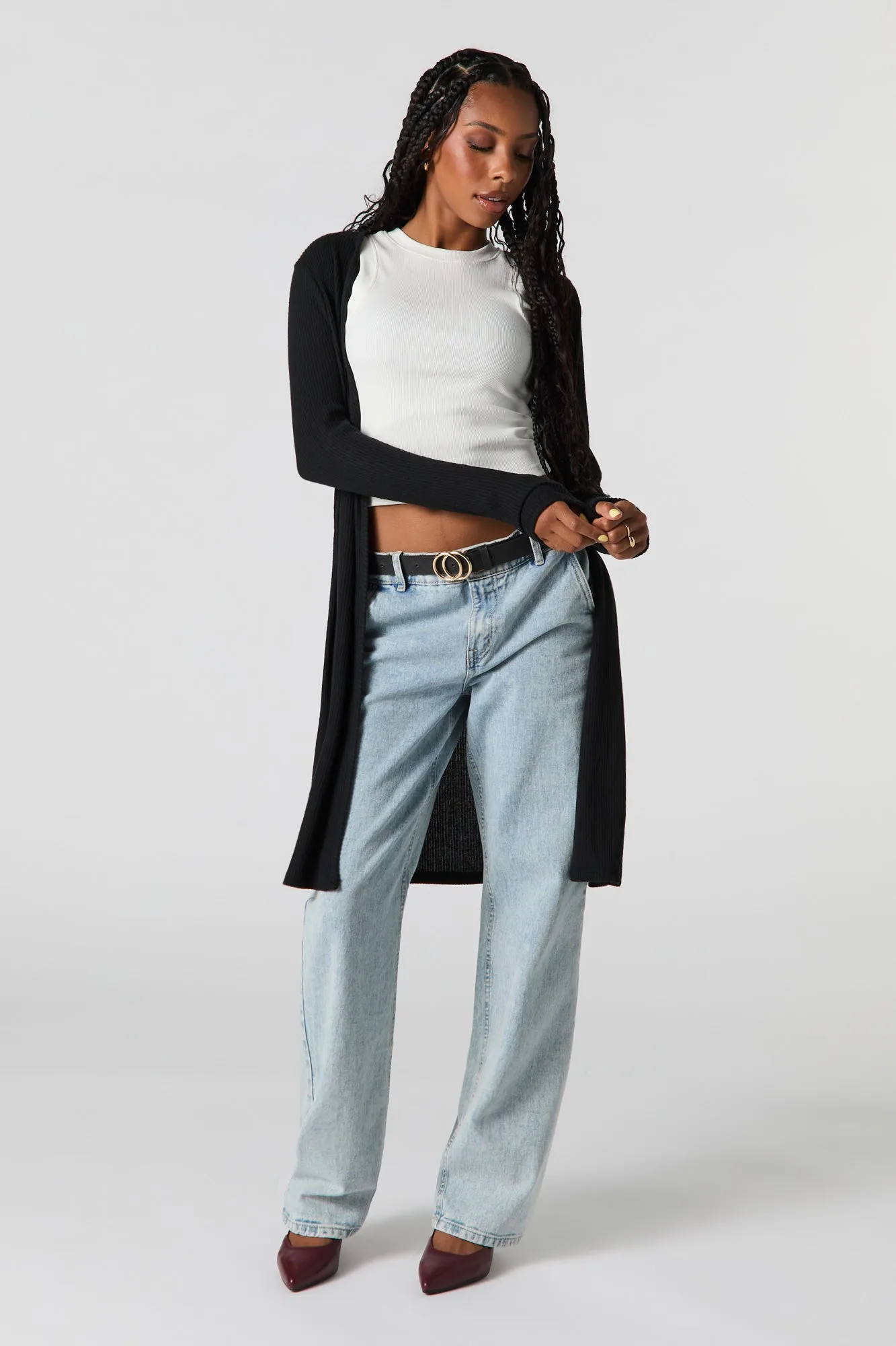 Knit Slit Cardigan sold by Urban Planet product image thumbnail 4