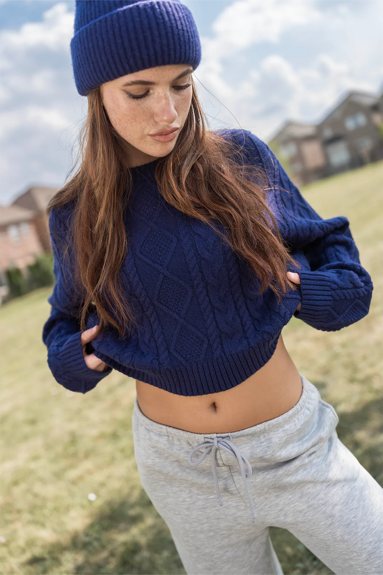Cable Knit Cropped Boxy Sweater sold by Urban Planet